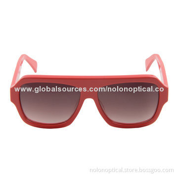 Charming Red Rose Acetate Sunglasses for Elegant Ladies with Full Frame Shape
